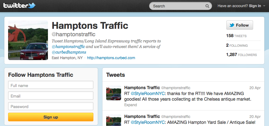 Hamptons Traffic on Twitter